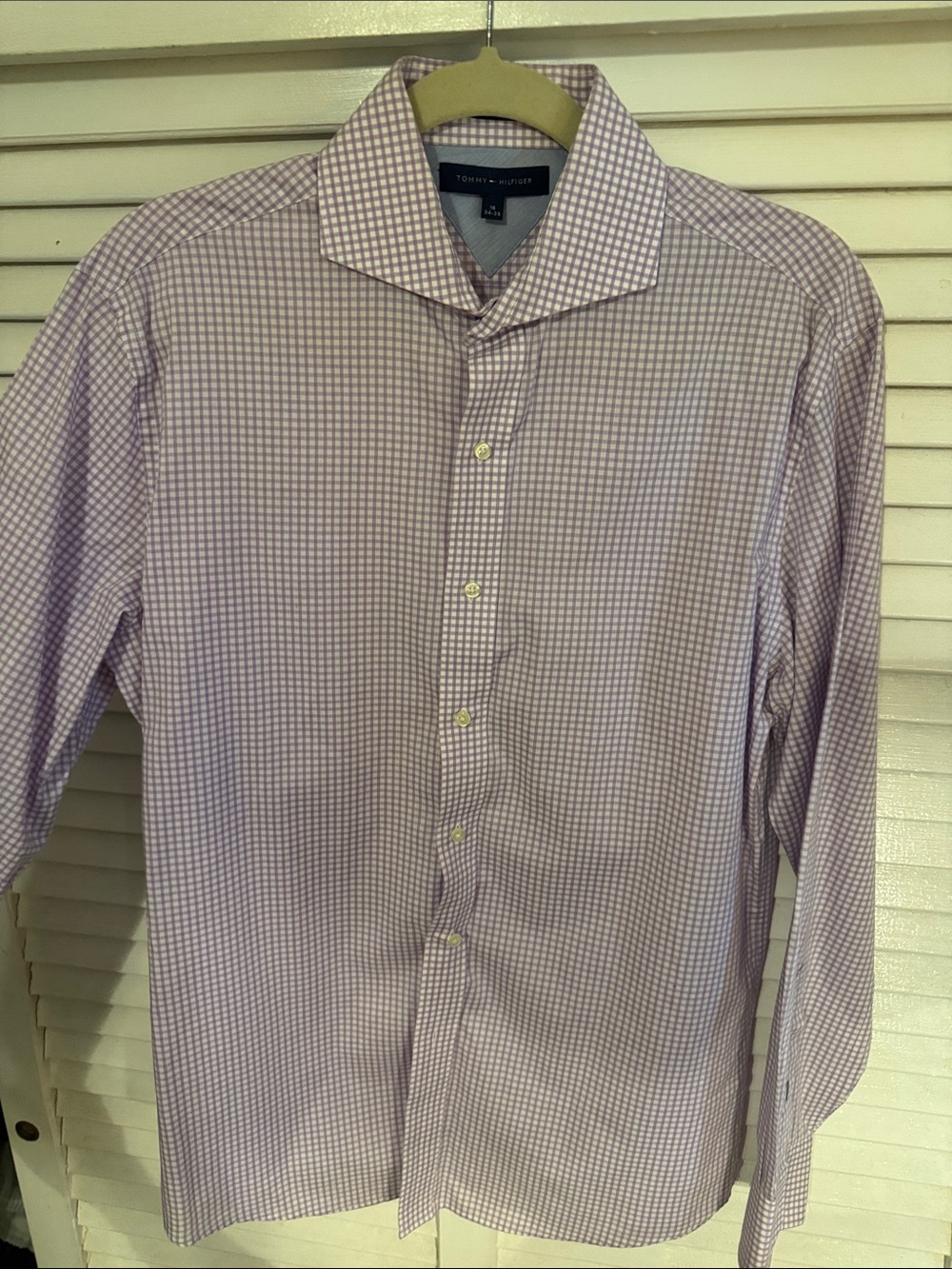 Tommy Hilfiger Lavender Check Long-Sleeve Dress Shirt